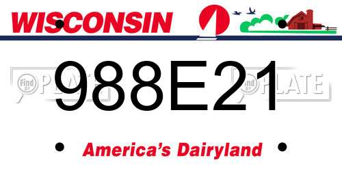 988E21 Wisconsin License Plate