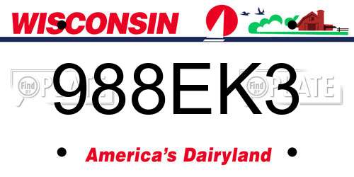 988EK3 Wisconsin License Plate
