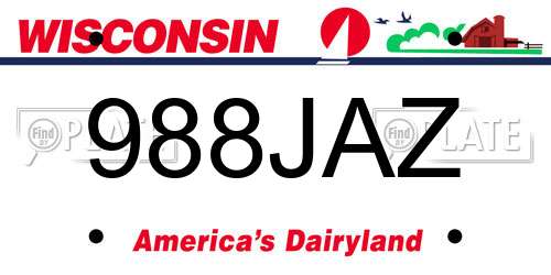 988JAZ Wisconsin License Plate