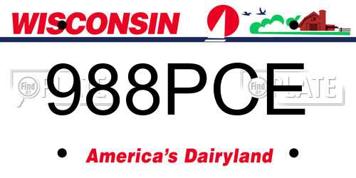 988PCE Wisconsin License Plate