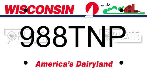 988TNP Wisconsin License Plate