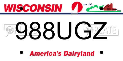 988UGZ Wisconsin License Plate