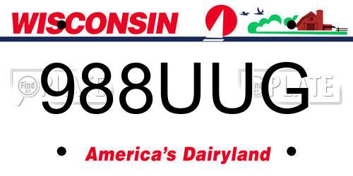 988UUG Wisconsin License Plate