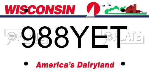 988YET Wisconsin License Plate