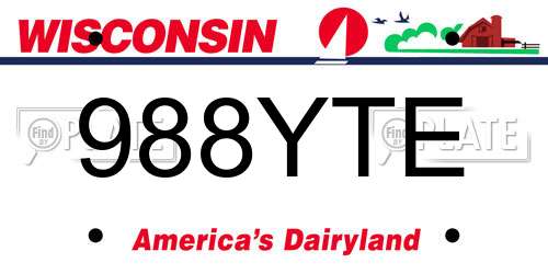 988YTE Wisconsin License Plate