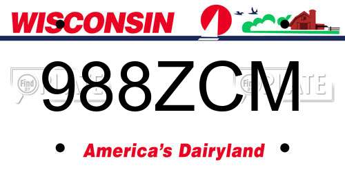 988ZCM Wisconsin License Plate