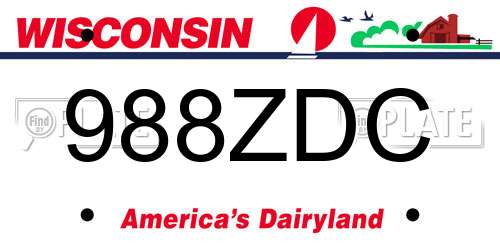 988ZDC Wisconsin License Plate