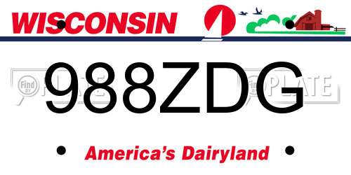 988ZDG Wisconsin License Plate