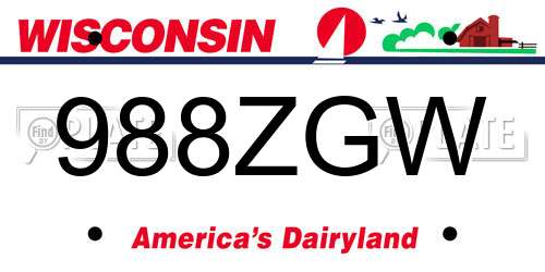 988ZGW Wisconsin License Plate