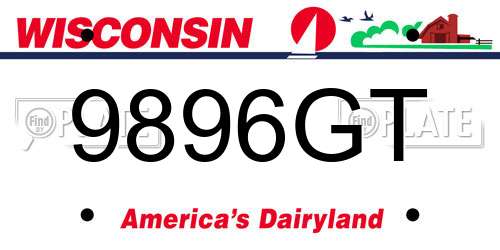 9896GT Wisconsin License Plate