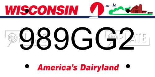 989GG2 Wisconsin License Plate