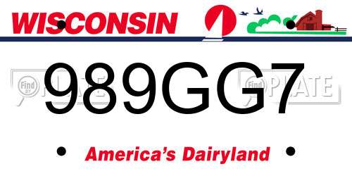 989GG7 Wisconsin License Plate