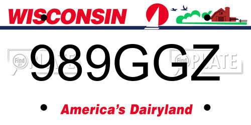 989GGZ Wisconsin License Plate