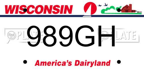 989GH Wisconsin License Plate
