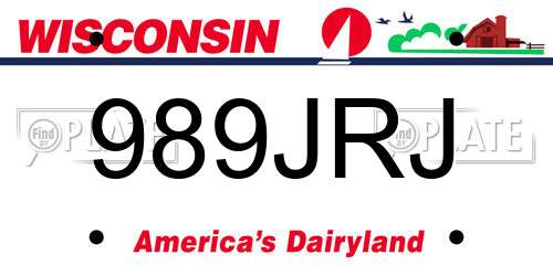 989JRJ Wisconsin License Plate