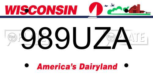 989UZA Wisconsin License Plate