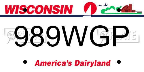 989WGP Wisconsin License Plate
