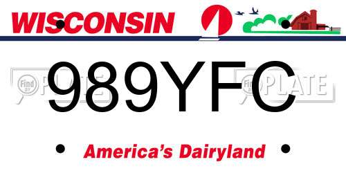 989YFC Wisconsin License Plate