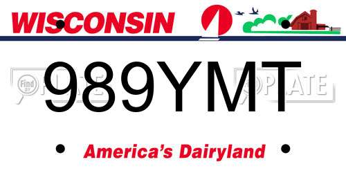 989YMT Wisconsin License Plate