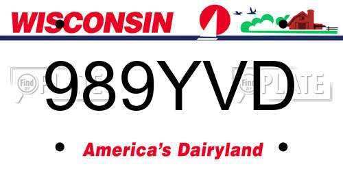 989YVD Wisconsin License Plate