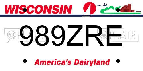 989ZRE Wisconsin License Plate