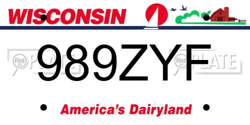 989ZYF Wisconsin License Plate