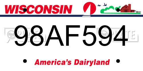 98AF594 Wisconsin License Plate
