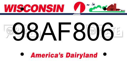 98AF806 Wisconsin License Plate