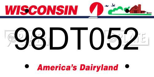 98DT052 Wisconsin License Plate