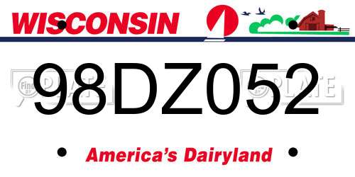 98DZ052 Wisconsin License Plate