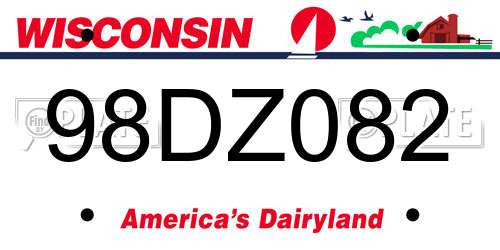 98DZ082 Wisconsin License Plate