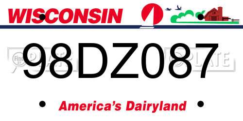 98DZ087 Wisconsin License Plate