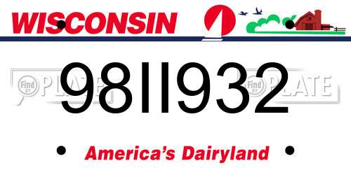 98II932 Wisconsin License Plate