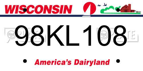 98KL108 Wisconsin License Plate