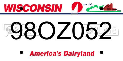 98OZ052 Wisconsin License Plate