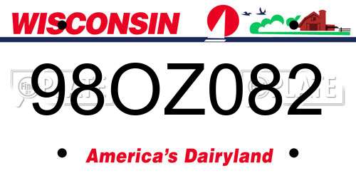 98OZ082 Wisconsin License Plate