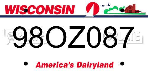 98OZ087 Wisconsin License Plate