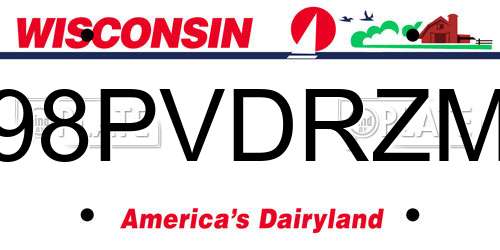 98PVDRZM Wisconsin License Plate