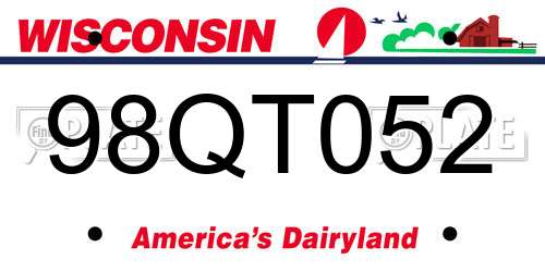 98QT052 Wisconsin License Plate