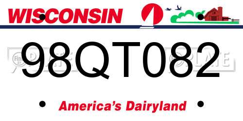 98QT082 Wisconsin License Plate