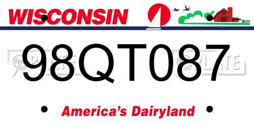 98QT087 Wisconsin License Plate