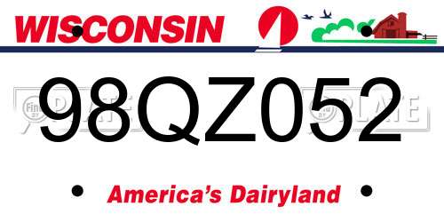 98QZ052 Wisconsin License Plate