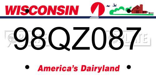98QZ087 Wisconsin License Plate