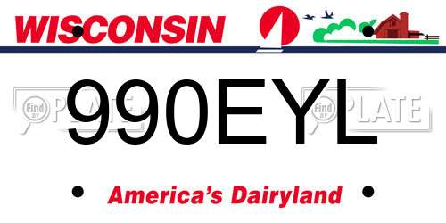 990EYL Wisconsin License Plate