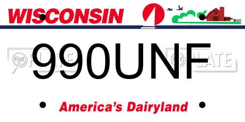 990UNF Wisconsin License Plate
