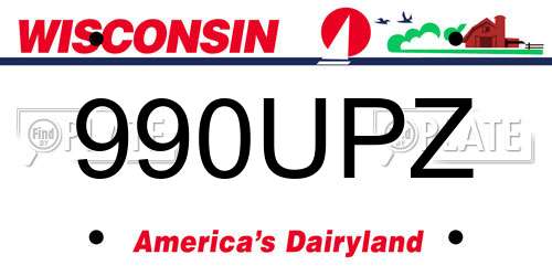 990UPZ Wisconsin License Plate