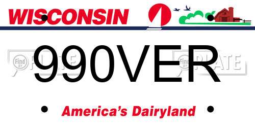 990VER Wisconsin License Plate