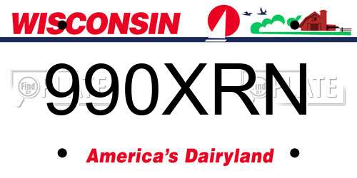 990XRN Wisconsin License Plate