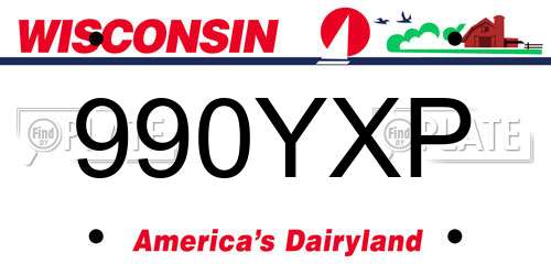 990YXP Wisconsin License Plate