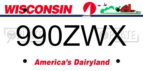 990ZWX Wisconsin License Plate